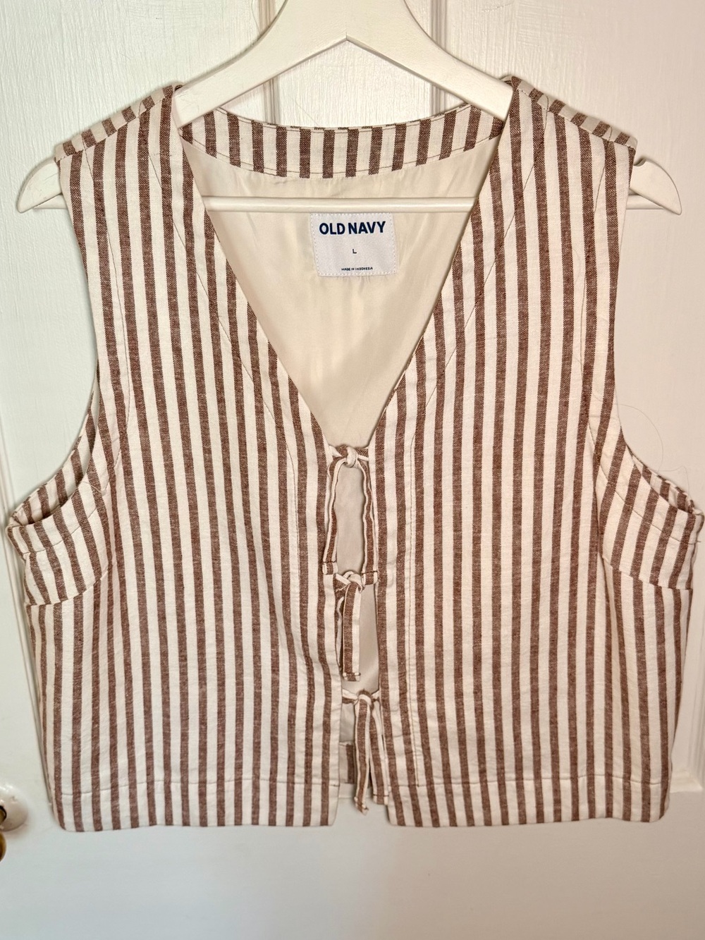 Striped Tie-Front Vest